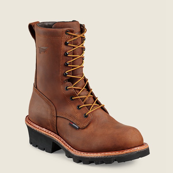 Botas de Trabajo Red Wing Hombre Marrom - Loggermax - 9-Inch Waterproof Soft Toe - 752-FLNZOJ